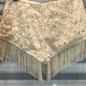 Mustard seed cream crochet shorts